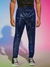 Load image into Gallery viewer, Men&#39;s Navy Blue Sequin Glitter Dress Pants