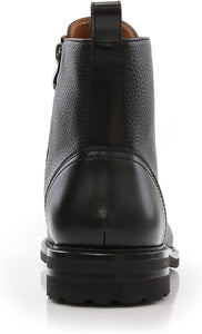 Men's Vegan Leather Grey/Black Lace Up Ankle Dress Boots