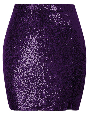Purple Sequin Sparkle Party Mini Skirt