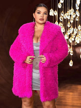 Load image into Gallery viewer, Plus Size Barb Pink Long Sleeve Faux Fur Coat