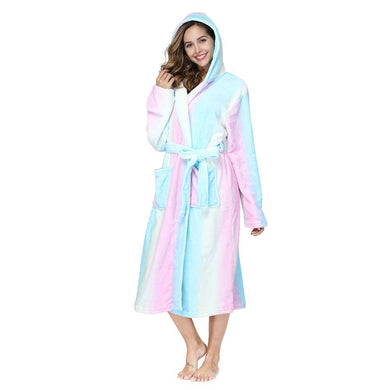 Rainbow Soft & Plush Long Sleeve Hooded Robe