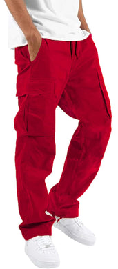 Red Men's Cargo Pocket Casual Pants