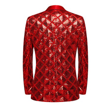 Load image into Gallery viewer, Red Men&#39;s Diamond Sequin Long Sleeve Blazer