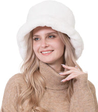 Load image into Gallery viewer, Oxford Chic Faux Fur Black Winter Bucket Hat