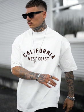 Men's White California Graphic Printed Short Sleeve T-Shirt