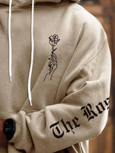 Load image into Gallery viewer, Men&#39;s Khaki Rose Long Sleeve Hoodie Pull Over Sweatshirt