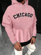 Load image into Gallery viewer, Men&#39;s Pink Chicago Long Sleeve Hoodie Pull Over Sweatshirt