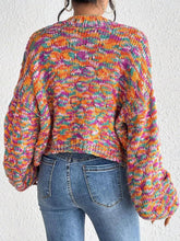 Load image into Gallery viewer, Comfy Orange/Green Open Long Sleeve Ribbed Knit Cropped Cardigan Sweater