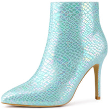 Load image into Gallery viewer, Stiletto Chic Light Blue High Heel Ankle Boots