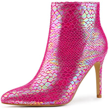 Load image into Gallery viewer, Designer Style Colored Snakeskin Ankle Boots