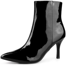Load image into Gallery viewer, Metallic Black Zipper Ankle Boots