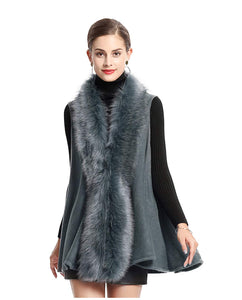 Beautiful Womens Fur Trim Sleeveless Cardigan Vest