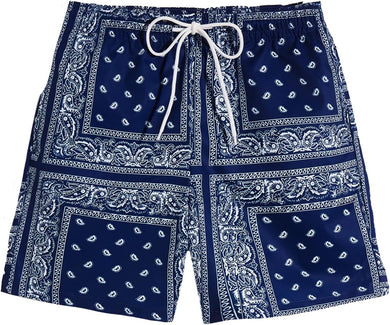Men's Navy Blue Paisley Summer Style Printed Shorts
