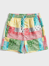 Load image into Gallery viewer, Men&#39;s Green/Yellow Paisley Printed Summer Shorts