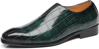 Men's Green Slip On Faux Leather Dress Shoes