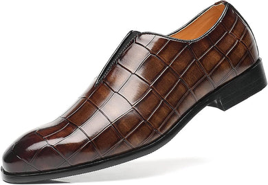 Men's Brown Slip On Faux Leather Dress Shoes