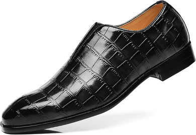 Men's Black Slip On Faux Leather Dress Shoes