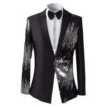 Load image into Gallery viewer, Sequin Black Men&#39;s Stylish Sequin Long Sleeve Dress Blazer
