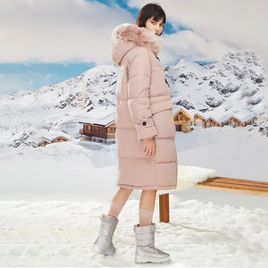 Silver Women's Warm Fur Lined Metallic Snow Boots