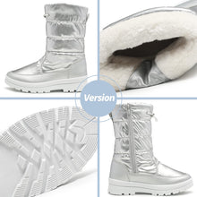 Load image into Gallery viewer, Silver Women&#39;s Warm Fur Lined Metallic Snow Boots
