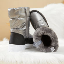 Load image into Gallery viewer, Silver Warm Comfort Drawstring Platform Snow Boots