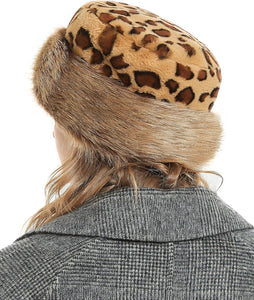 Fluffy Faux Fur Winter Style Leopard Printed Bucket Hat