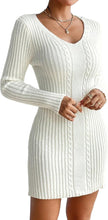 Load image into Gallery viewer, Winter Knit Off White Long Sleeve Sweater Dress