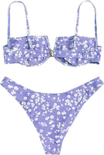 Load image into Gallery viewer, Lavender Purple Floral Print 2pc Bikini Swimwear Set