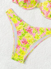 Load image into Gallery viewer, Yellow Floral Print 2pc Bikini Swimwear Set