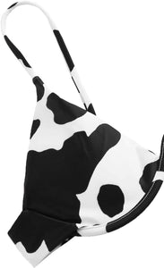 Black & White Cow Print 2pc Bikini Swimwear Set
