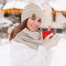 Load image into Gallery viewer, Winter Knit Red Wine Beanie Hat, Scarf, Ear Muff &amp; Gloves Set