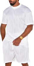 Load image into Gallery viewer, Men&#39;s Wavy Textured White Short Sleeve Shirt &amp; Shorts Set