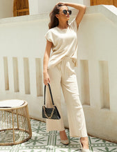 Load image into Gallery viewer, Winter Style Knit Grey Short Sleeve Pullover Top &amp; Wide Leg Pants Set