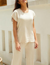 Load image into Gallery viewer, Winter Style Knit Coral Peach Short Sleeve Pullover Top &amp; Wide Leg Pants Set