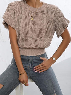 Women's Knit Ruffled Sleeve Sweater Top