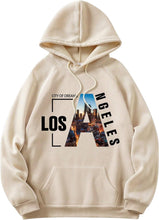 Load image into Gallery viewer, Men&#39;s Beige Los Angeles Long Sleeve Hoodie Pull Over Sweatshirt