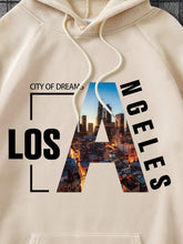 Load image into Gallery viewer, Men&#39;s Beige Los Angeles Long Sleeve Hoodie Pull Over Sweatshirt