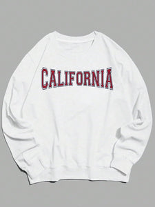 Men's White California Long Sleeve Pull Over Sweatshirt