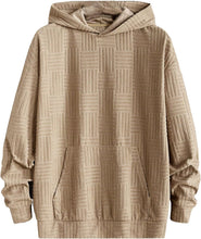 Load image into Gallery viewer, Men&#39;s Textured Khaki Long Sleeve Hoodie Pull Over Sweatshirt