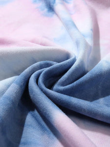 Men's Trendy Tie Dye Pink/Blue Long Sleeve Hoodie Pull Over Sweatshirt