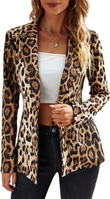Leopard Brown Printed Long Sleeve Blazer Jacket