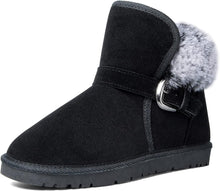 Load image into Gallery viewer, Black Faux Fur Short Suede Fluffy Ankle Boots
