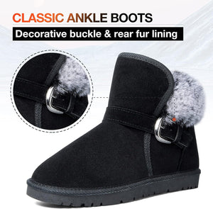 Black Faux Fur Short Suede Fluffy Ankle Boots