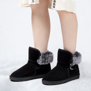 Black Faux Fur Short Suede Fluffy Ankle Boots