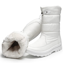 Load image into Gallery viewer, White Women&#39;s Warm Fur Lined Metallic Snow Boots