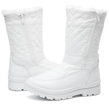 Load image into Gallery viewer, White Winter Textured Fur Lined Metallic Snow Boots