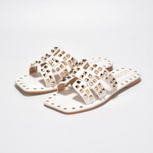 Load image into Gallery viewer, White Chic Stylish Studded Flat Summer Sandals