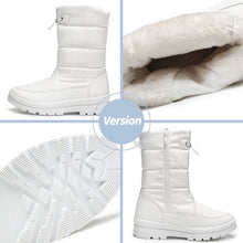 Load image into Gallery viewer, White Women&#39;s Fur Lined Faux Leather Ankle Boots
