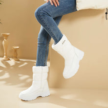 Load image into Gallery viewer, White Warm Comfort Drawstring Platform Snow Boots