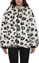 Load image into Gallery viewer, Faux Mink Dark Brown Zebra Printed Long Sleeve Hooded Fur Jacket